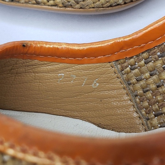 PRADA Woven Color Block Orange Croc Cap Toe Green Leather Trim Pumps Size 37 EU - Picture 9 of 15